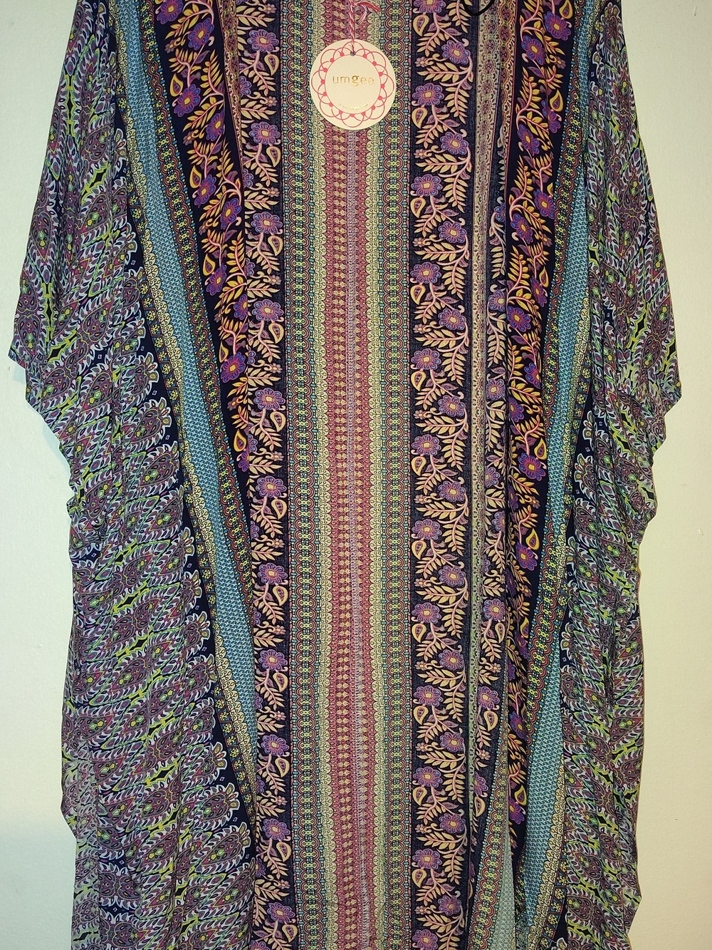 Umgee Floral Stripe Kimono - Purple Multi